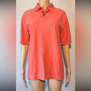 Red Head Men's Shirt SizeS Orange Vintage Wash 1/4 Button 100% Cotton Polo